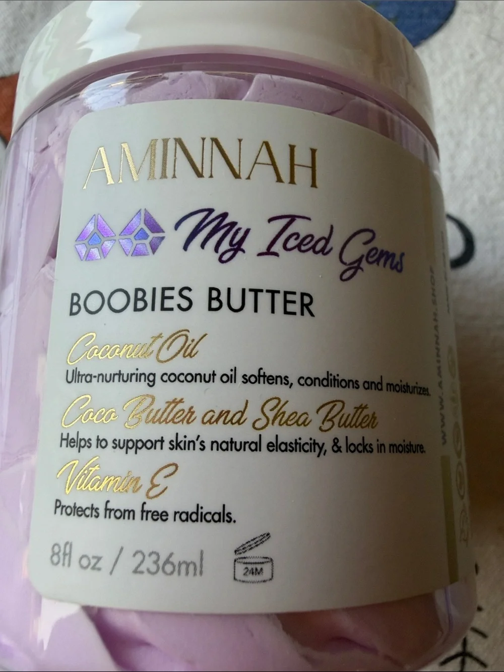 💜 AMINNAH My Iced Gems Boobies Butter - Moisturizing Body Butter 💜 NWT 💜